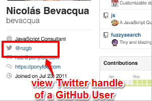 view twitter handle of a GitHub user
