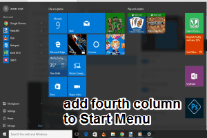 add fourth column to Windows 10 Start Menu