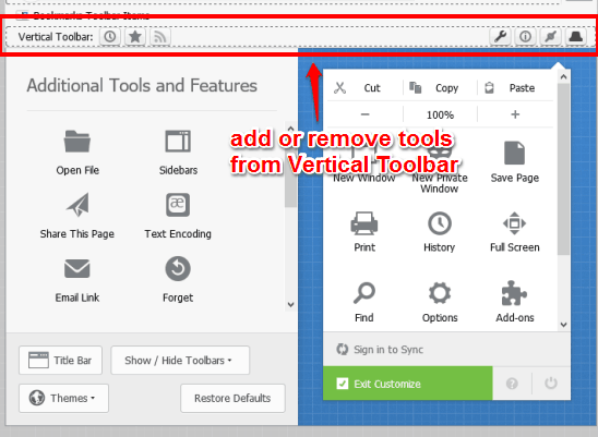 add or remove tools from sidebar