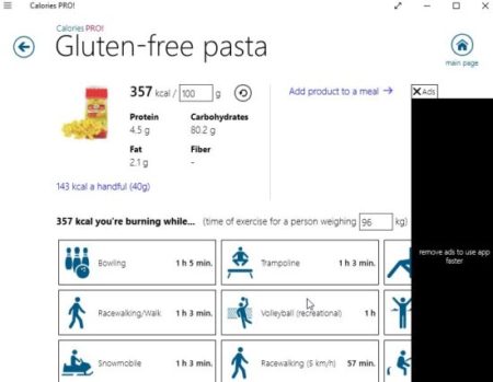 calories pro nutritional info