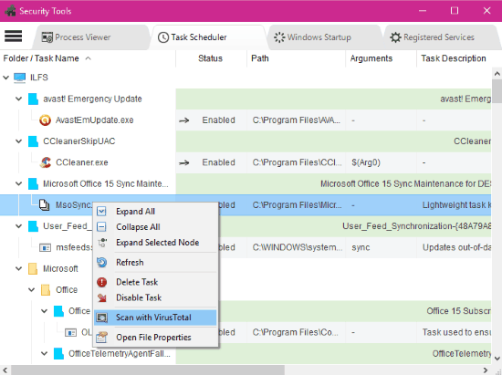 checking item in task scheduler