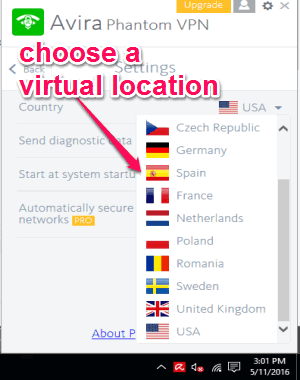 choose location