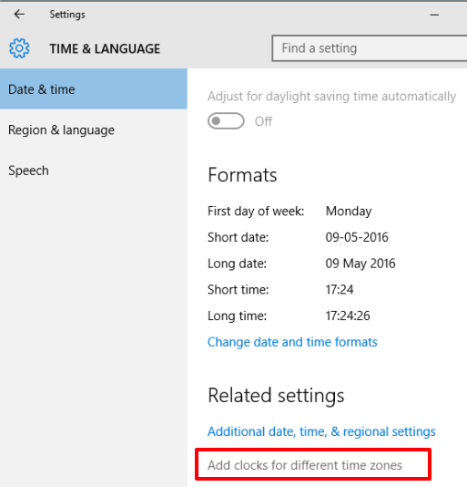 click add clocks for different time zones