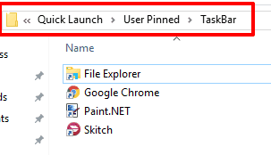 copy shortcuts available in TaskBar folder