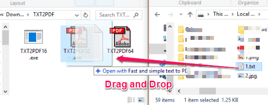 drag and drop txt2pdf