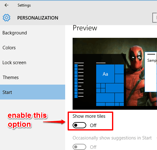 enable show more tiles option