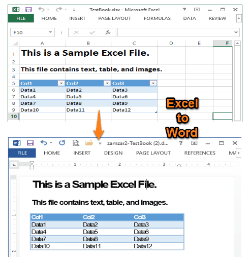 excel to word