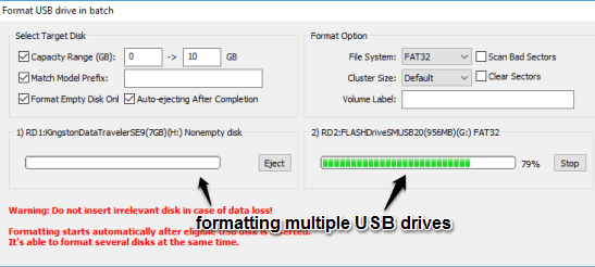 formatting multiple flash drives at once