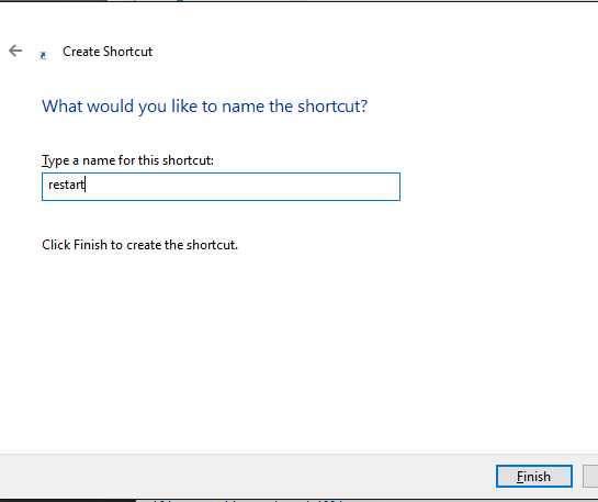 name your shortcut restart