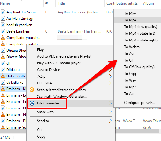 select files and use File Converter context menu option