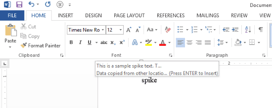 spike by typing