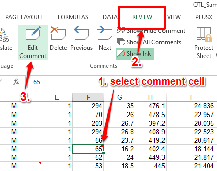 use edit comment option in review tab