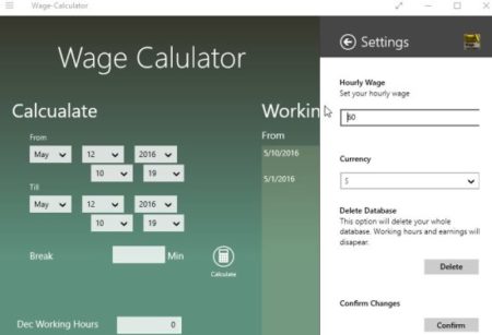 wage calculator settings