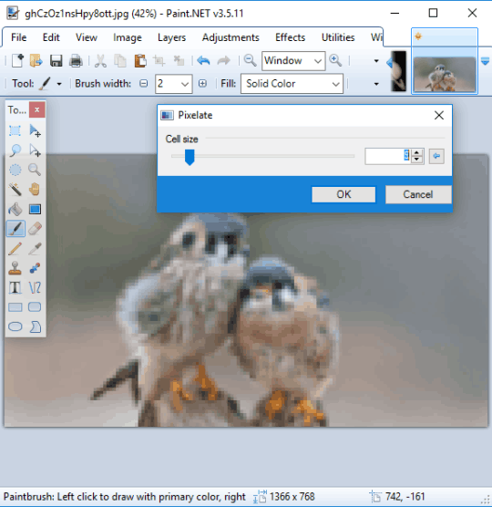 Paint.net Pixelate effect