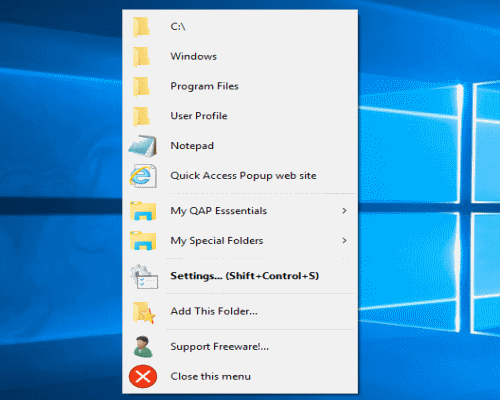 access favorite folders with middle click of Mouse