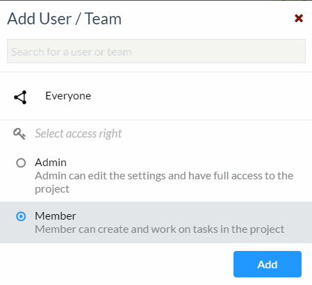 add team to project