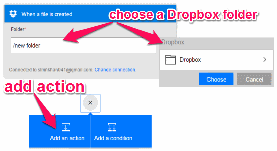 choose dropbox folder