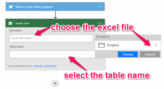 choose the excel file