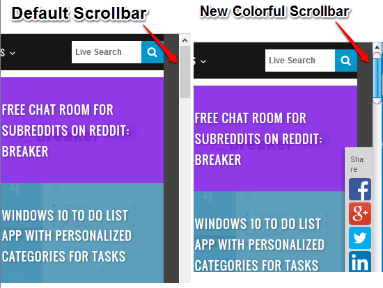 default and colorful scrollbars