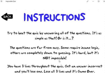 impossible quiz instructions