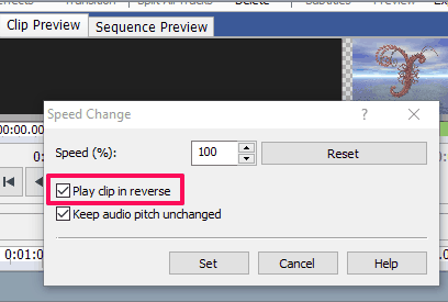 play clip in reverse option