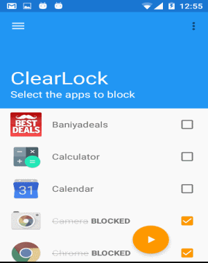 select apps to block