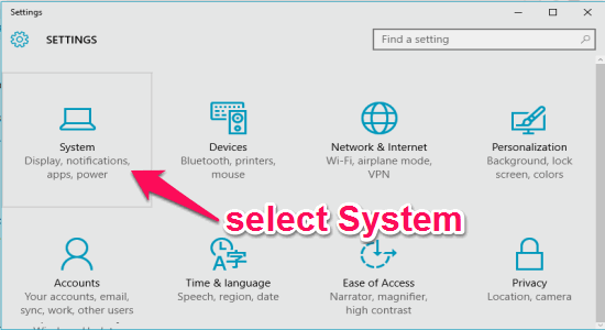 system settings