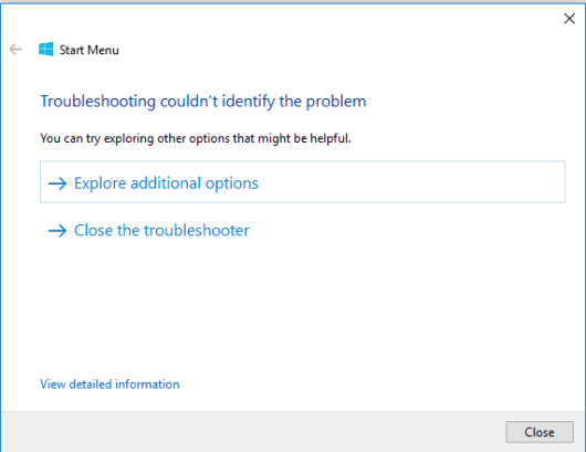 troubleshoot and fix start menu problems for windows 10