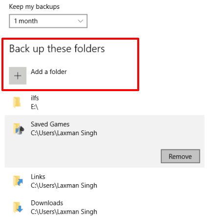 add important folders for backup