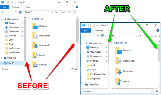 before and after comparison of scrollbars