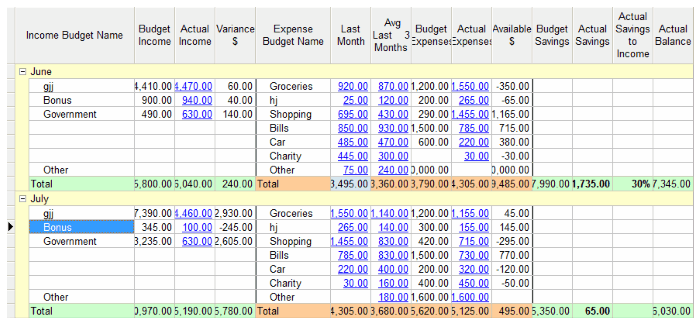 budget dashboards