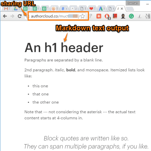 convert markdown to webpage and share the output