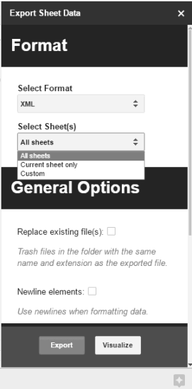 export sheet data sidebar