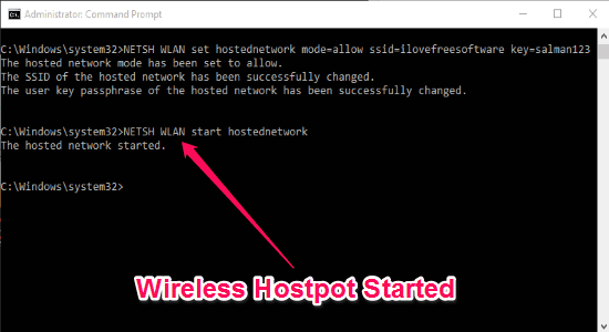 hosted network started