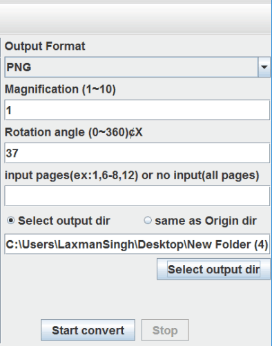 set the output settings