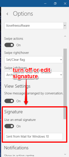turn off or edit signature