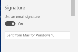 turn off signature in windows 10 mail app
