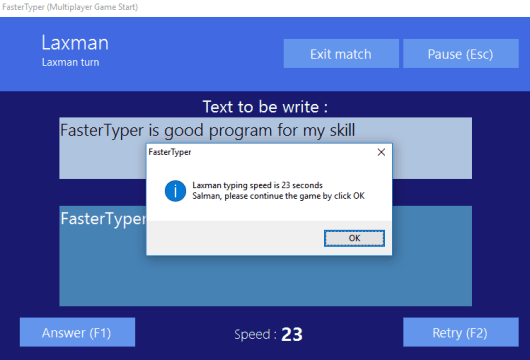 typing competition in multiplayer mode