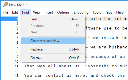 access Character serarch option