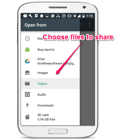 choose files to share