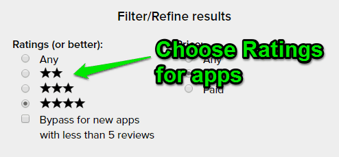 choose ratings as filters