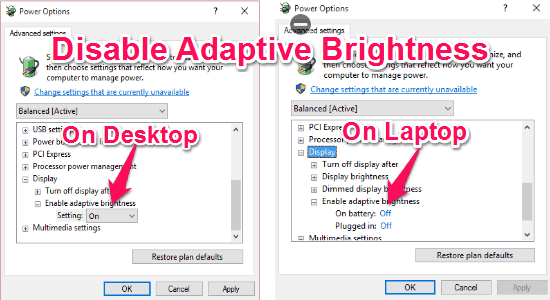 disable adaptive brightness