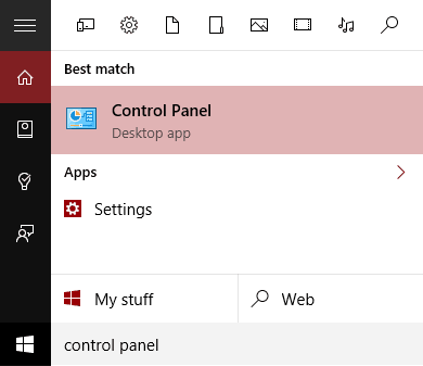 open control panel