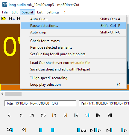 pause detection option