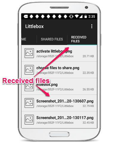 received files