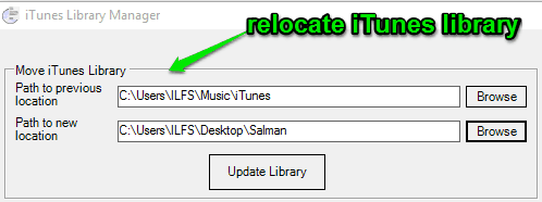 relocate itunes library