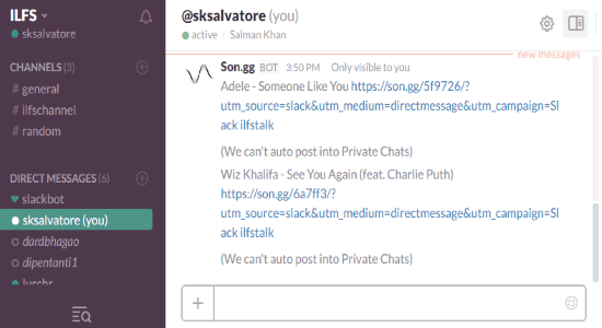 share songs on slack