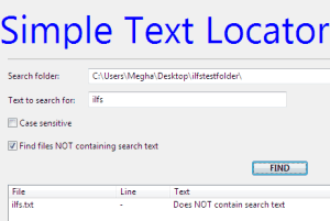 simple text locator to find files not containing specific text