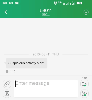 sms alert received
