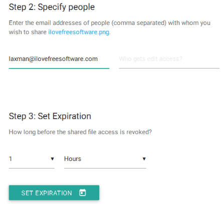 specify people and set expiration